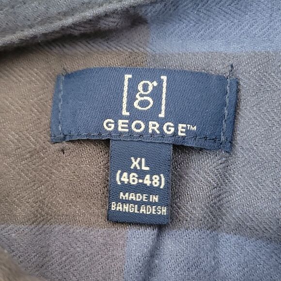 George. Lightweight Flannel. Blue and Gray Plaid Button-Up Shirt. Size XL. NWT - Picture 4 of 6